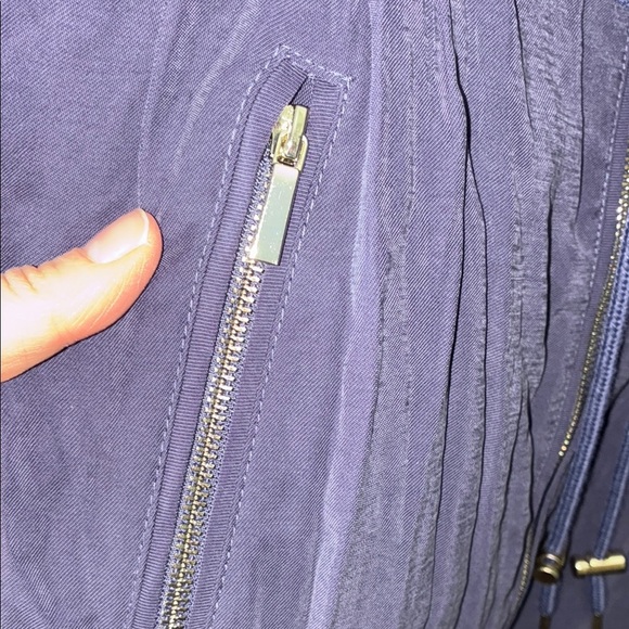 Kismet Utility Jacket Blue with Cinched Waist and Collared Neckline - Picture 8 of 15